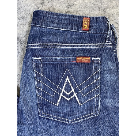 7 For All Mandkind A Pocket Jeans Women's 27 Zip Fly‎ Medium Wash Bootcut - Picture 2 of 8